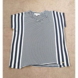Michael Kors Women's Top Blouse Loose Fitting Navy White Stripe Women's Sz S